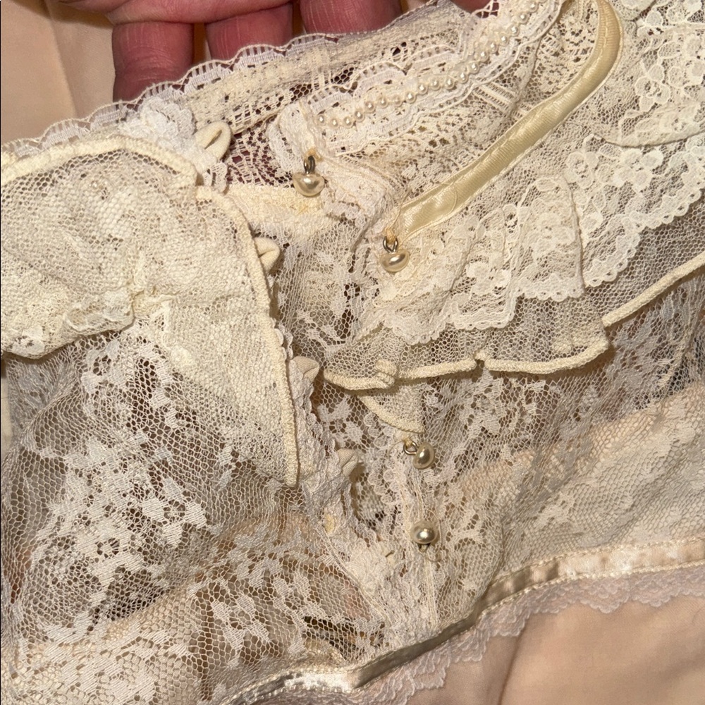 Gunne Sax Peach and Cream Sheer Lace  Dress size 5 vintage - Picture 5 of 12
